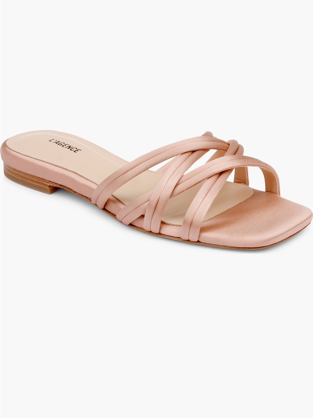 L'AGENCE Rose Blush Satin Braided Slide Mule